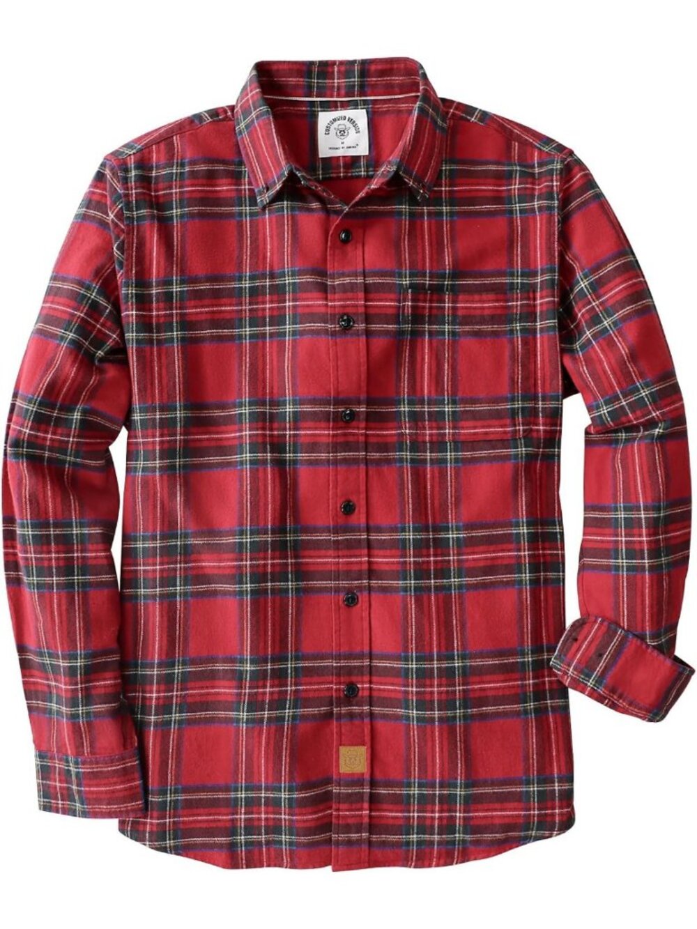 Men's Casual Flannel Shirt - 6 oz Cotton Long Sleeve Button Down Top